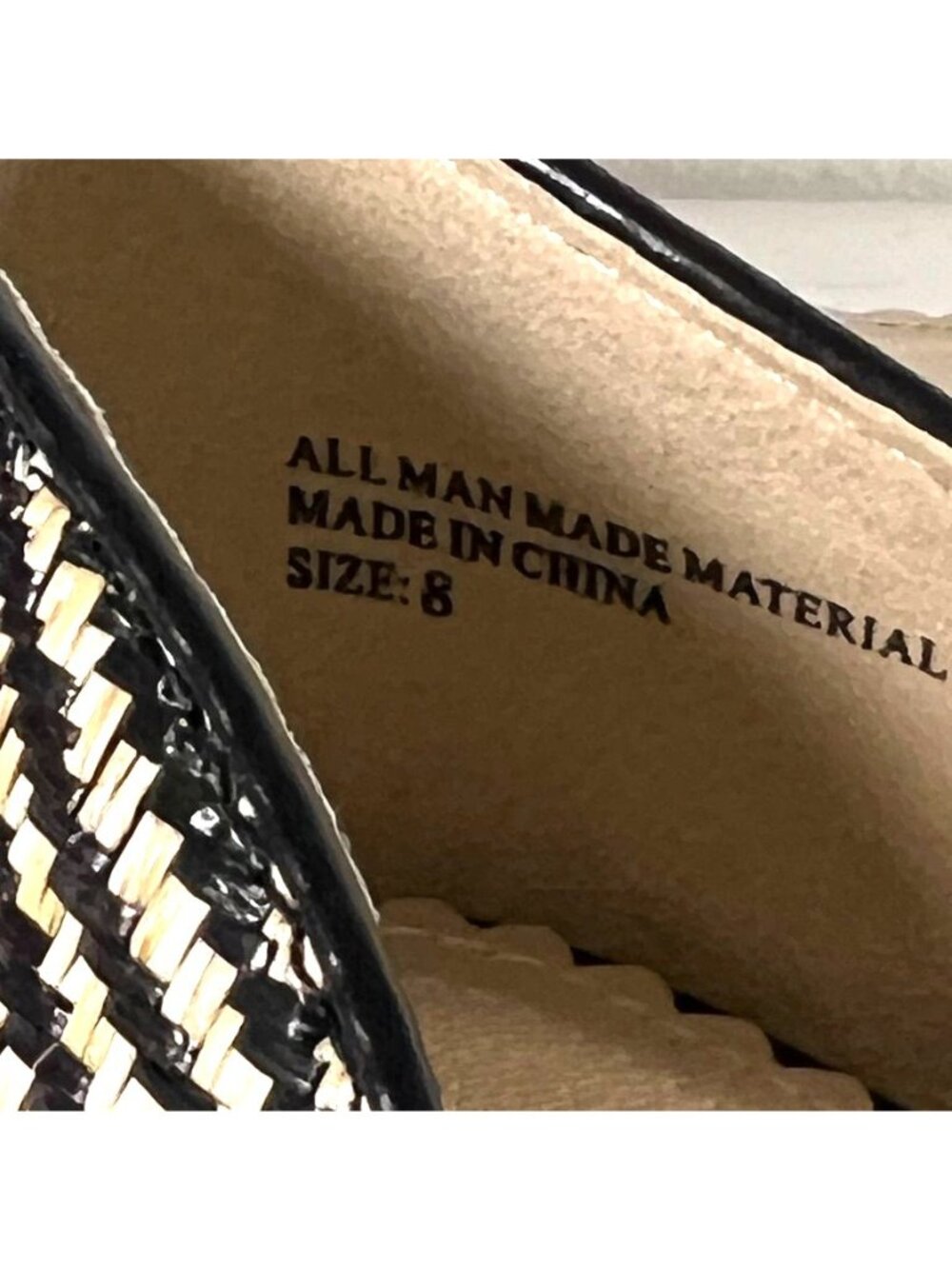 Isaac Mizrahi Woven Raffia Look D'Orsay Flats Pointed Toe Tan Black Sz 8 Office - Picture 8 of 10